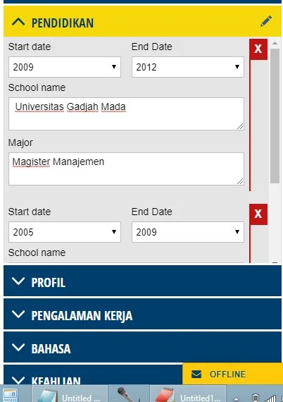 Pendidikan pada cv maker