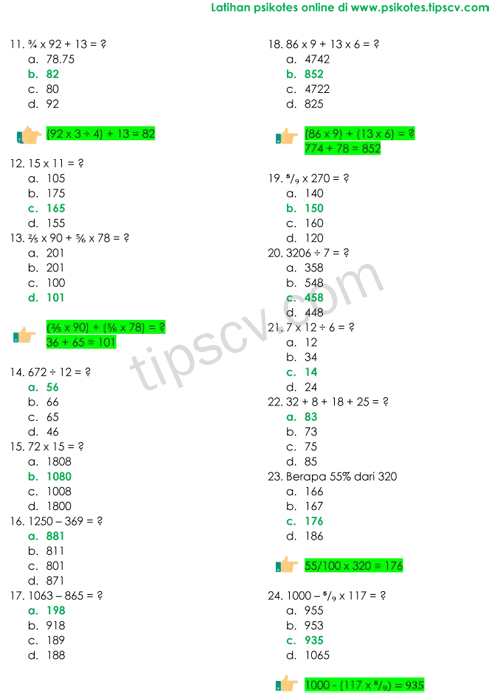 Download Soal Psikotes Aritmatika dan Jawabannya Pdf