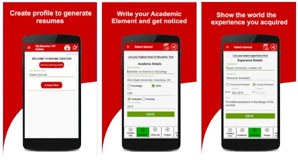 Gambaran cv maker aplikasi android