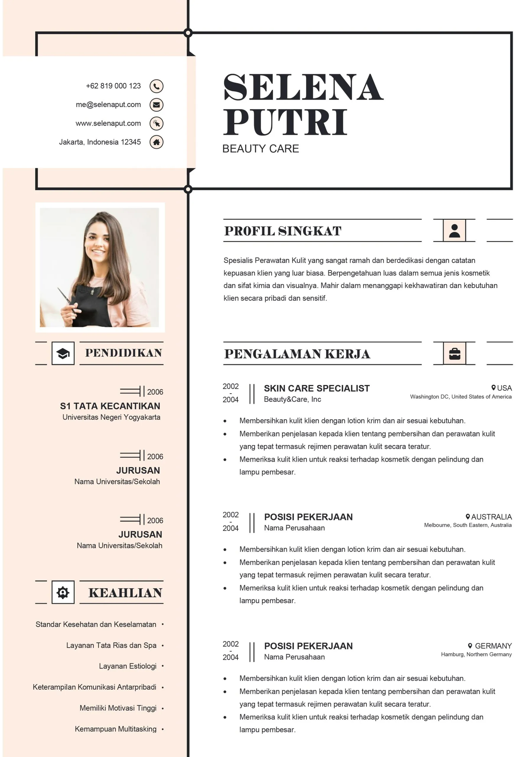 Contoh CV Beauty Care (Download Format CV Kosong .docx/word)