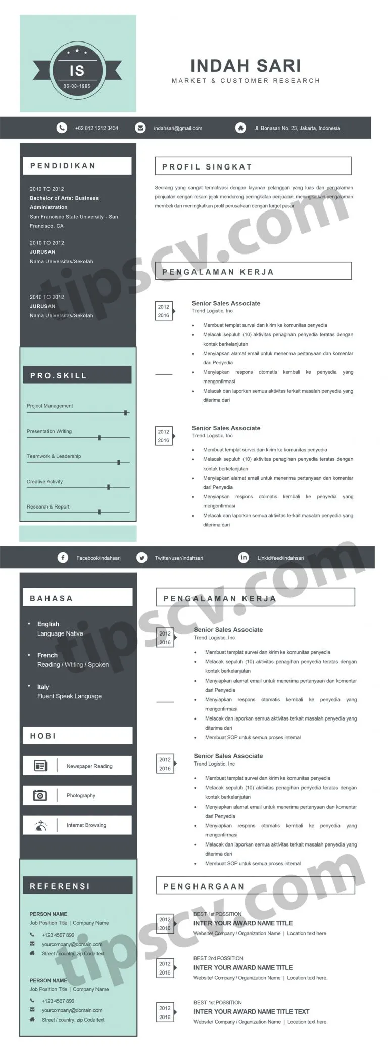 Contoh CV Market & Customer Research (Download Format CV Kosong .docx/word)