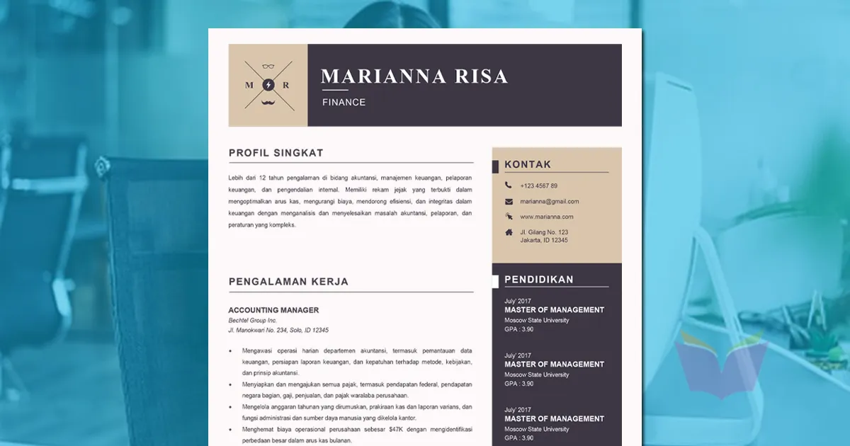 Template dan Contoh CV Finance Elegan Profesional