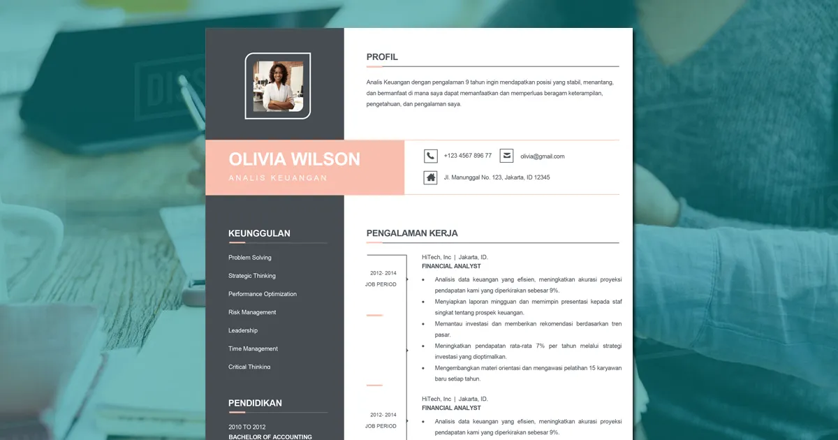 Format Contoh CV Analis Keuangan Yang Lengkap dan Profesional