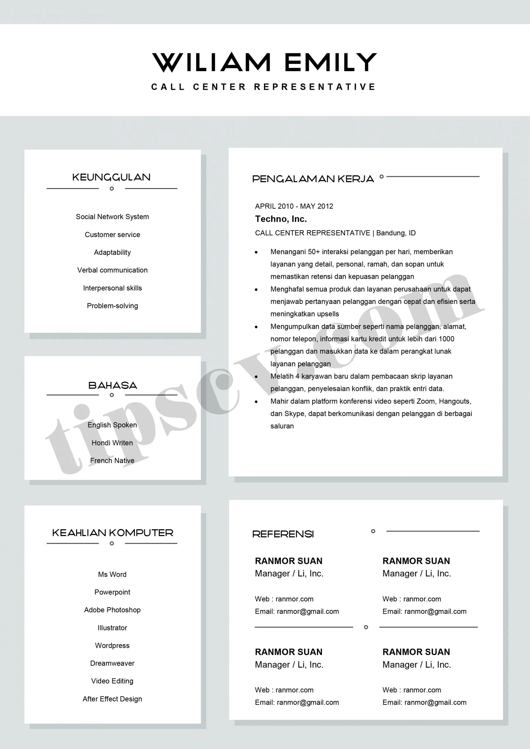 Format Contoh CV Call Center Yang Menarik dan Profesional