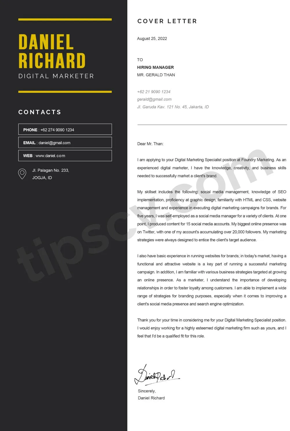 Surat Lamaran Kerja Digital Marketing